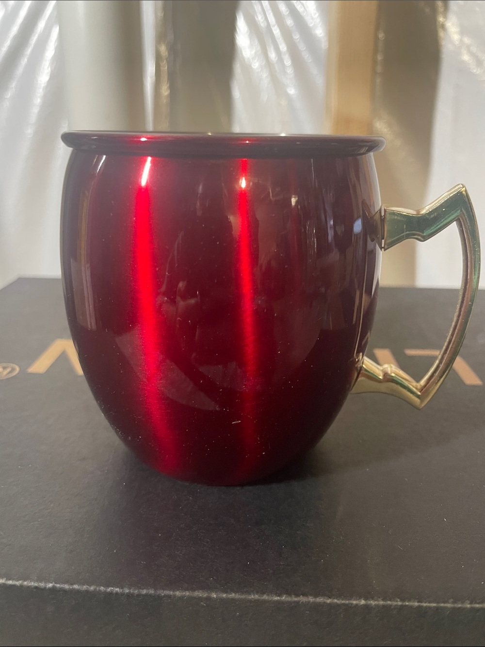 Red Metallic Moscow Mule Mug with Gold Handle